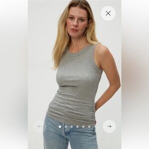 NWT Michael Stars Halley Side Ruched Ribbed Tank Sz L